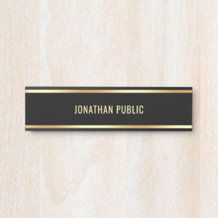 Trendglamourös, modernes Schwarz-Gold-Design Türschild