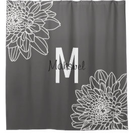 Trendgrau mit weißen Blume mit Namen Duschvorhang