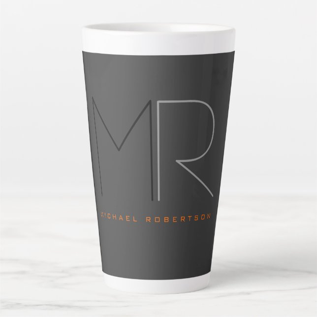 Trendgraue Monogram Schlicht Milchtasse (Vorderseite)