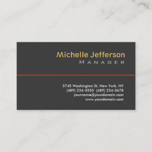 Trendgraue Orange Yellow Manager Business Card Visitenkarte