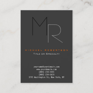 Trendgraue Schwarz Monogram Schlichte Visitenkarte