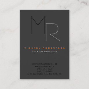 Trendgraue Schwarz Monogram Schlichte Visitenkarte