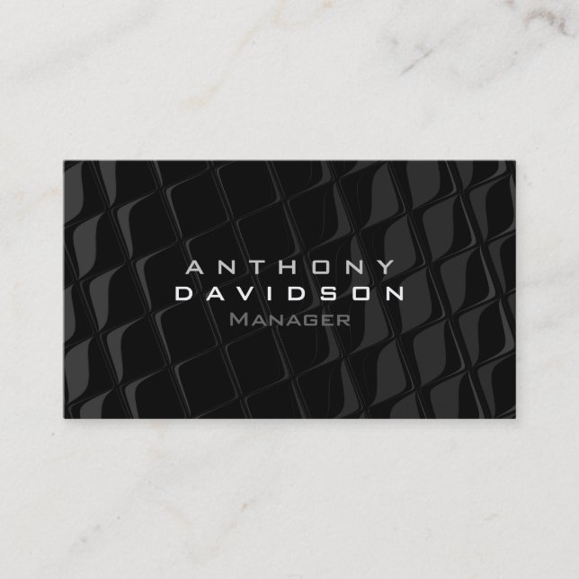Trendgraue Schwarz-Muster Monogram-Visitenkarte Visitenkarte (Vorderseite)
