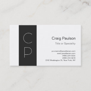 Trendgraue weiße Monogram Profile Business Card Visitenkarte