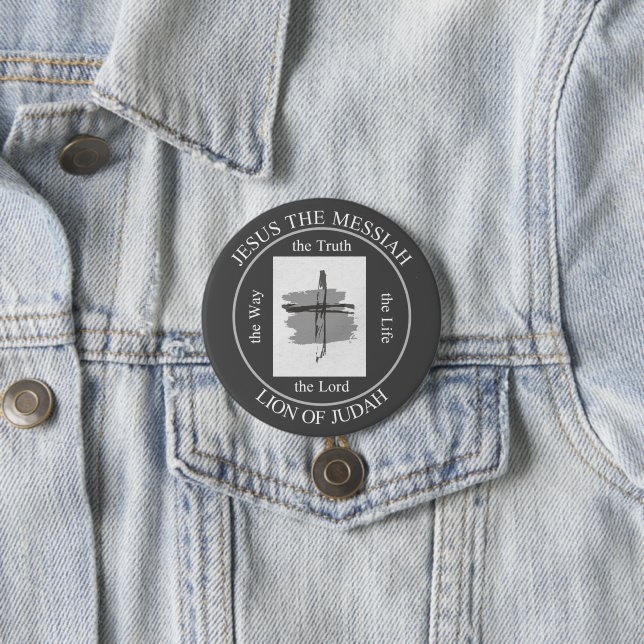 Trendgrauer Jesus der Messias Christlicher Glaube Button (Beispiel)
