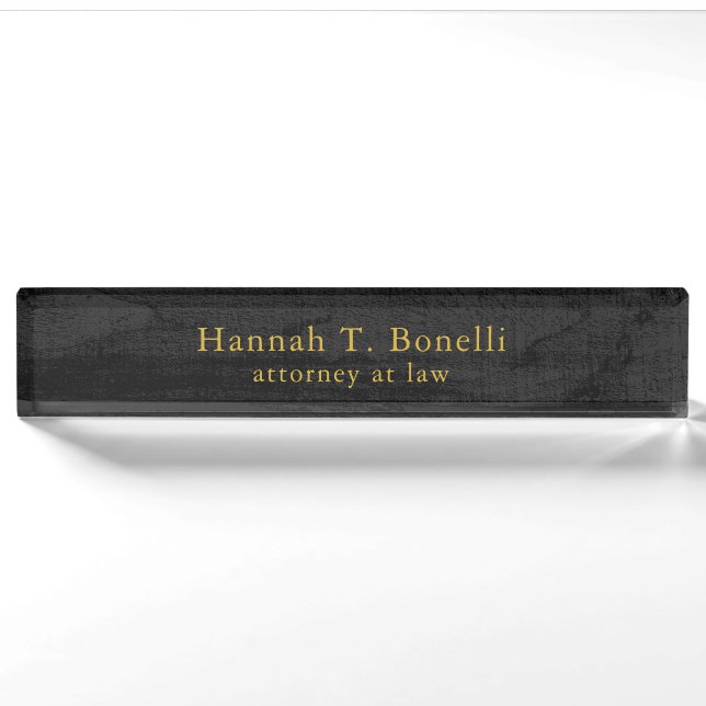 Trendgraues Holz Gold Design Schlicht Beruflich Namensplakette (Vorderseite)