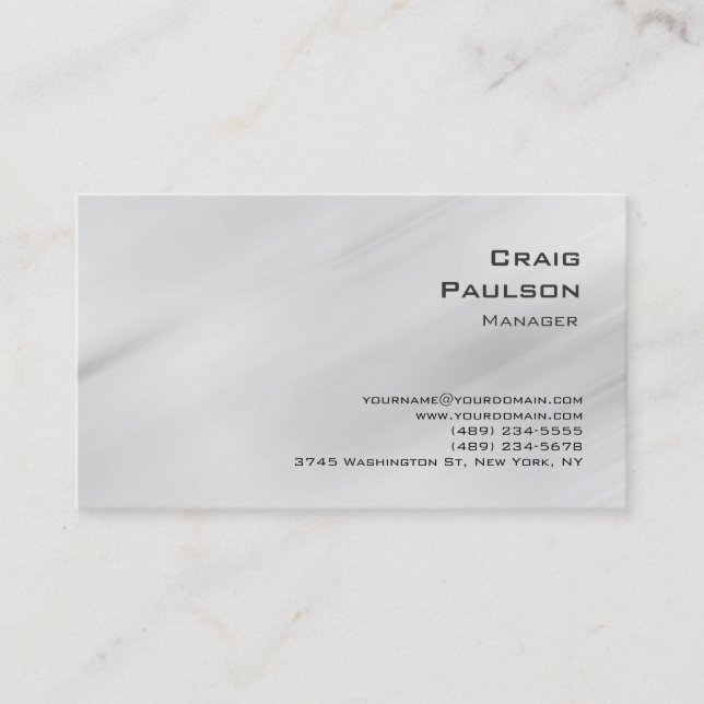 Trendgraues Muster Moderne Monogram Business Card Visitenkarte (Vorderseite)