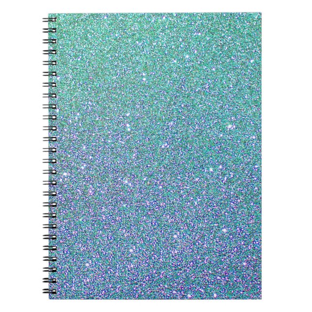 Trendgrün Aquamarin Blue Glitzer Pattern Notizblock (Vorderseite)