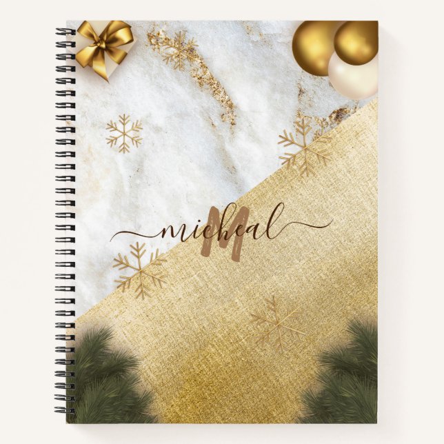 Trendgrün Verlass Gold Star Marble Individuelle Na Notizbuch (Vorderseite)