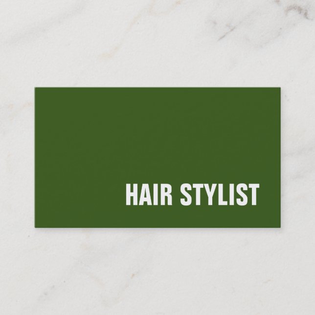 Trendgrün Weiß Moderne Haare Stylist Visitenkarte (Vorderseite)
