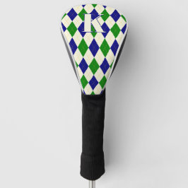 Trendgrüne blaue Raute Muster Modernes Monogramm Golf Headcover