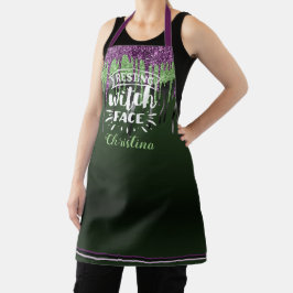 Trendgrüne lila Glam tropfende Halloween-Hexe Schürze