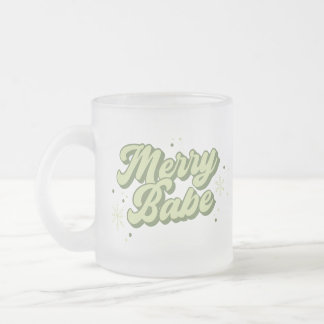 Trendgrüner Merry-Babe-Schriftart mit Schneeflocke Mattglastasse