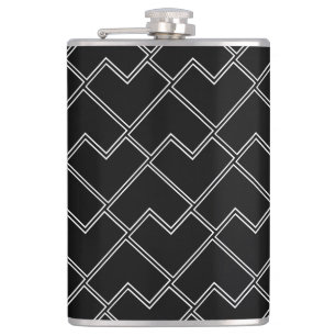 Trendig Chic Geometrisch Schwarz Und Weiß Flachmann