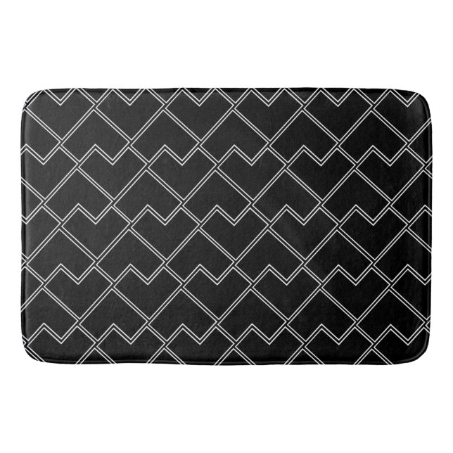 Trendig Chic Geometrisches Schwarz-Weiß-Muster Badematte (Vorderseite)