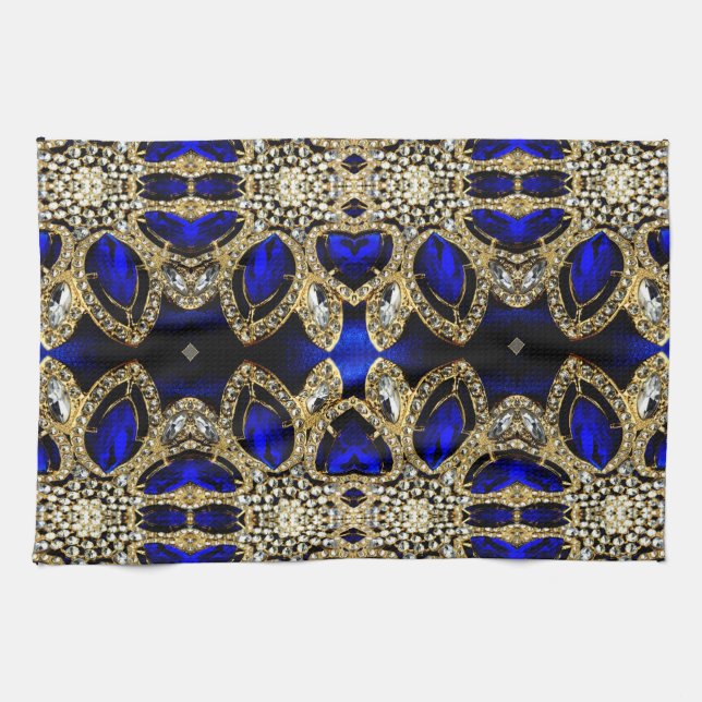 trendig-stylisches türkisfarbenes Gold, silberblau Geschirrtuch (Horizontal)