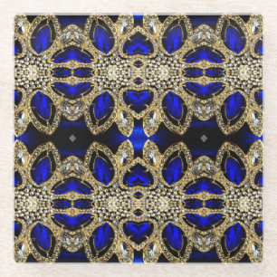 trendig-stylisches türkisfarbenes Gold, silberblau Glasuntersetzer