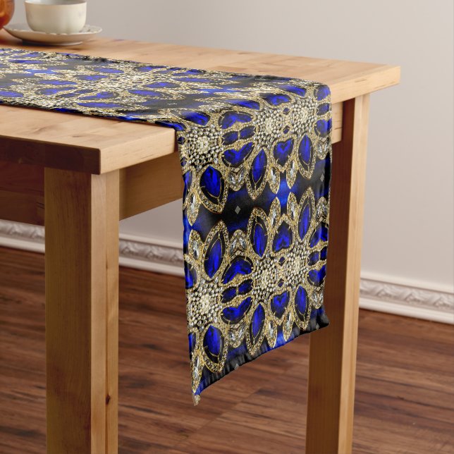 trendig-stylisches türkisfarbenes Gold, silberblau Mittelgroßer Tischläufer (Beispiel)