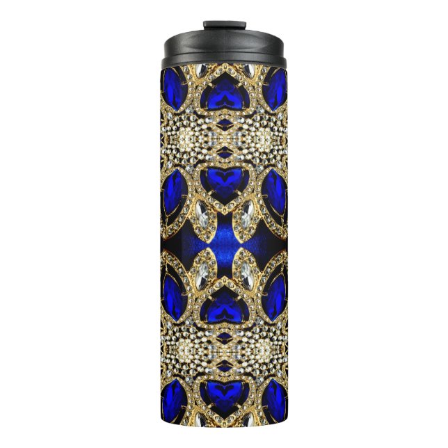 trendig-stylisches türkisfarbenes Gold, silberblau Thermosbecher (Vorderseite)