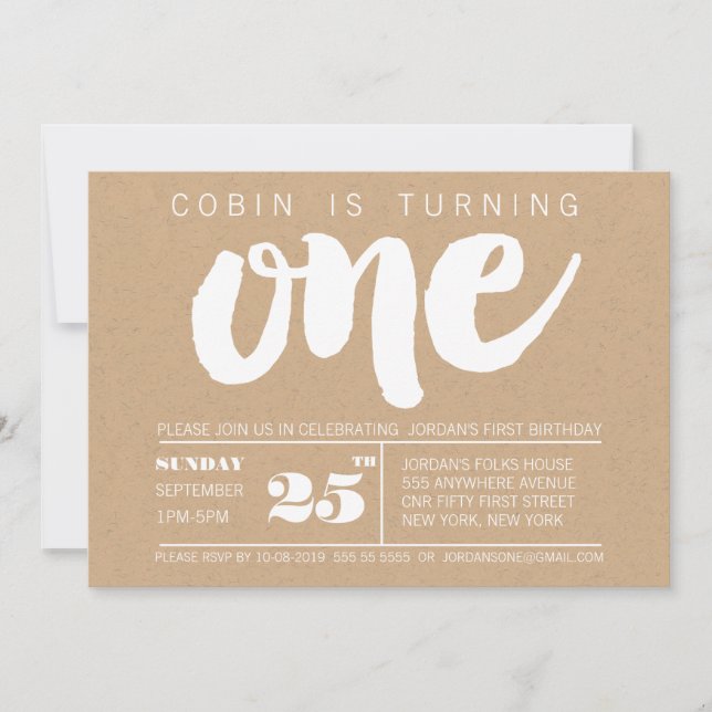 Trendige 1. Geburtstagskinder Nummer Eins Einladung (Vorderseite)