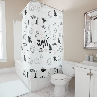 Trendige 3000 Doodle Art Dusche Vorhang