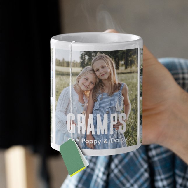 Trendige 5-Foto-Collage für Opa Kaffeetasse (Von Creator hochgeladen)