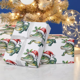 Trendige Alligatoren-Krokodile Weihnachtsmuster Geschenkpapier