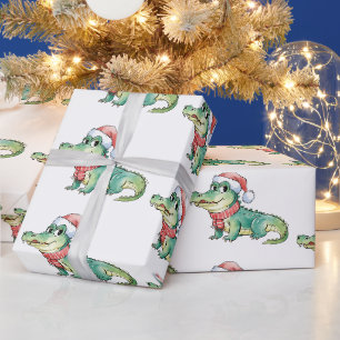 Trendige Alligatoren-Krokodile Weihnachtsmuster Geschenkpapier