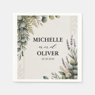 Trendige Aquarell-Eukalyptus-Grün-Hochzeit Serviette