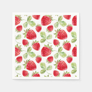 Trendige Aquarell-Wiesen-Erdbeer-Baby-Party Serviette