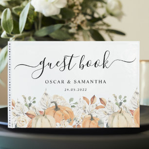 Trendige Aquarellblumen und Kürbisse Herbst Gästebuch