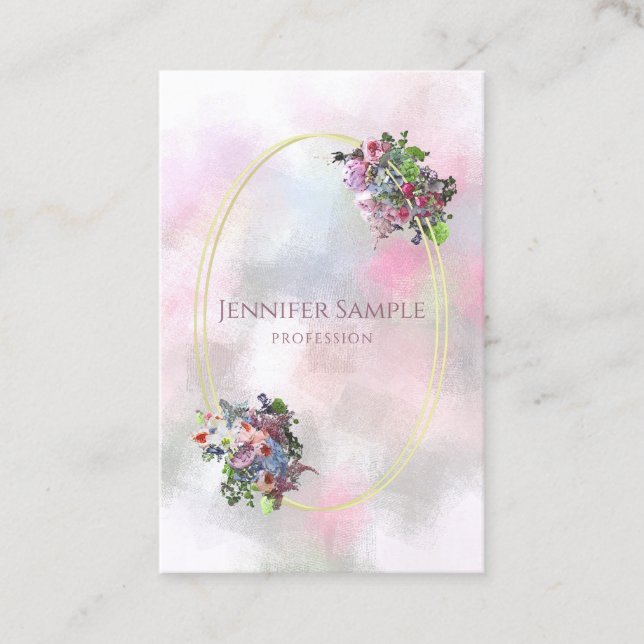 Trendige Aquarellfarben-Blume mit Beruflichem Gold Visitenkarte (Vorderseite)