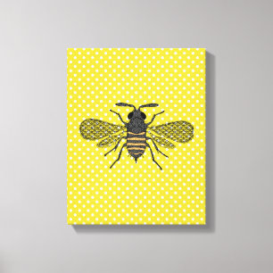Trendige BEE Gelbe Punkte-Muster-Geschenk-Dekorati Leinwanddruck