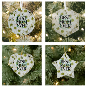 Trendige Beste Mutter Aller Zeiten Weiße Blumen Mo Keramik Ornament