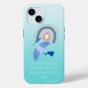 Trendige Bibel Türkis Folkart Taube Boho Regenboge Case-Mate iPhone Hülle