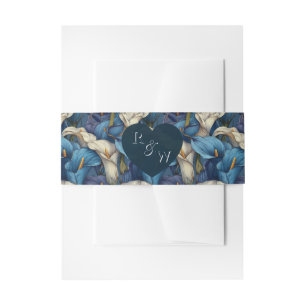 Trendige Blaue Calla-Lilien bezaubern Boho-Hochzei Einladungsbanderole