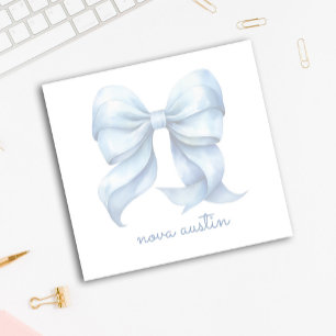 Trendige blaue Schleife personalisiert mit Namen M Post-it Klebezettel