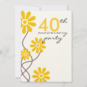 Trendige Blumen 40. Hochzeitstag-Party Einladung