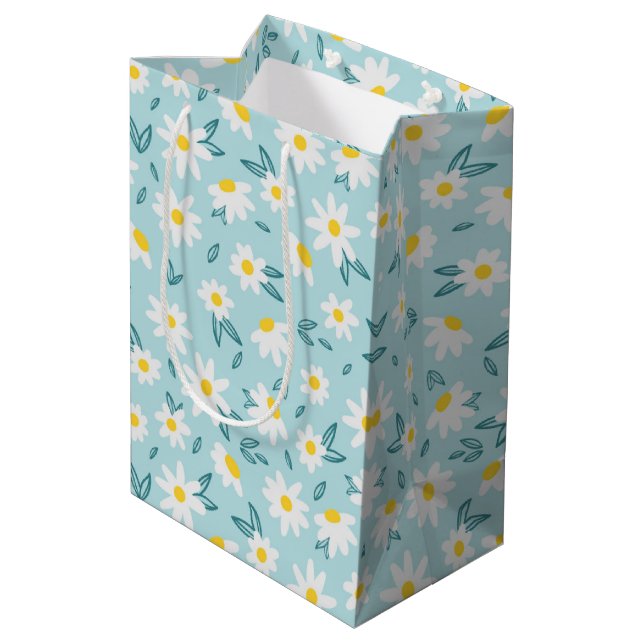 trendige, blumige Atmosphäre Mittlere Geschenktüte (Rückseite Schrägansicht)
