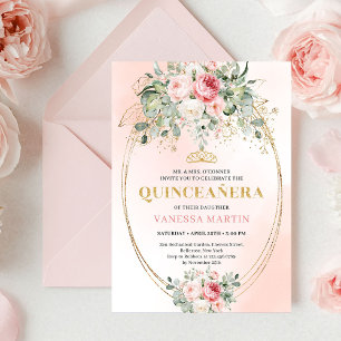 Trendige Bohemian Blush Floral Quinceañera-Einladu Einladung