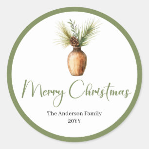 Trendige Bohemian Cozy Rustic Weihnachts Favor Lab Runder Aufkleber