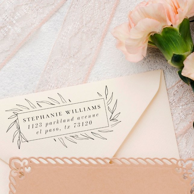 Trendige botanische Blätter Rücksendeadresse von F Gummistempel (Von Creator hochgeladen)