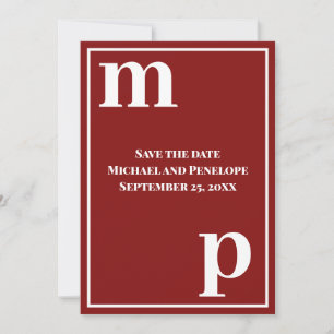 Trendige Buchstaben Monogramm Granatrot Save the D Einladung