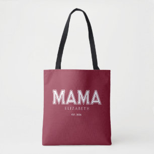 Trendige Burgunderrote Mama mit Namen und Gründung Tasche