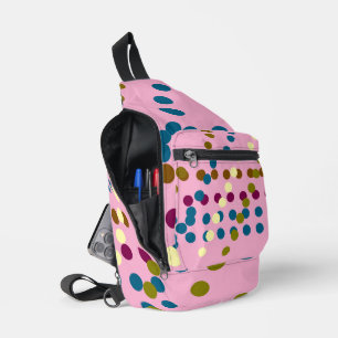 Trendige Candy Pink Mehrfarben Polka Crossbody Bag