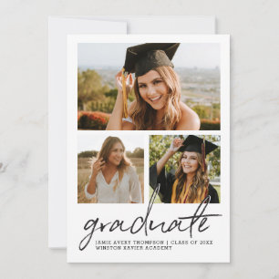 Trendige Casual Moderne Schrift Graduierten-Foto-C Einladung