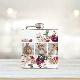 Trendige Collage Familienfoto Farbige Blumen Gesch Flachmann