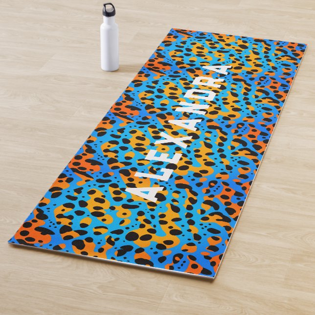 Trendige Coole Leopardenmuster und Name Yogamatte (Beispiel)