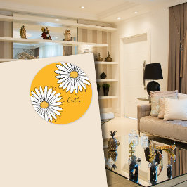 Trendige Daisy Orange Ink Art Runder Aufkleber