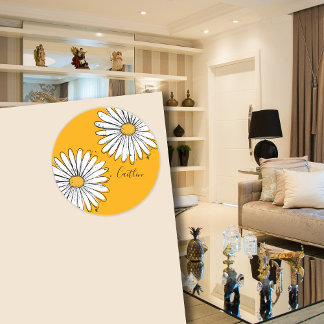 Trendige Daisy Orange Ink Art Runder Aufkleber